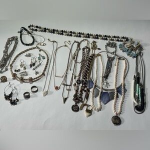 Huge Fairycore Dark Academia Jewelry Lot Necklaces 925 Earrings Spoon Ring Boho